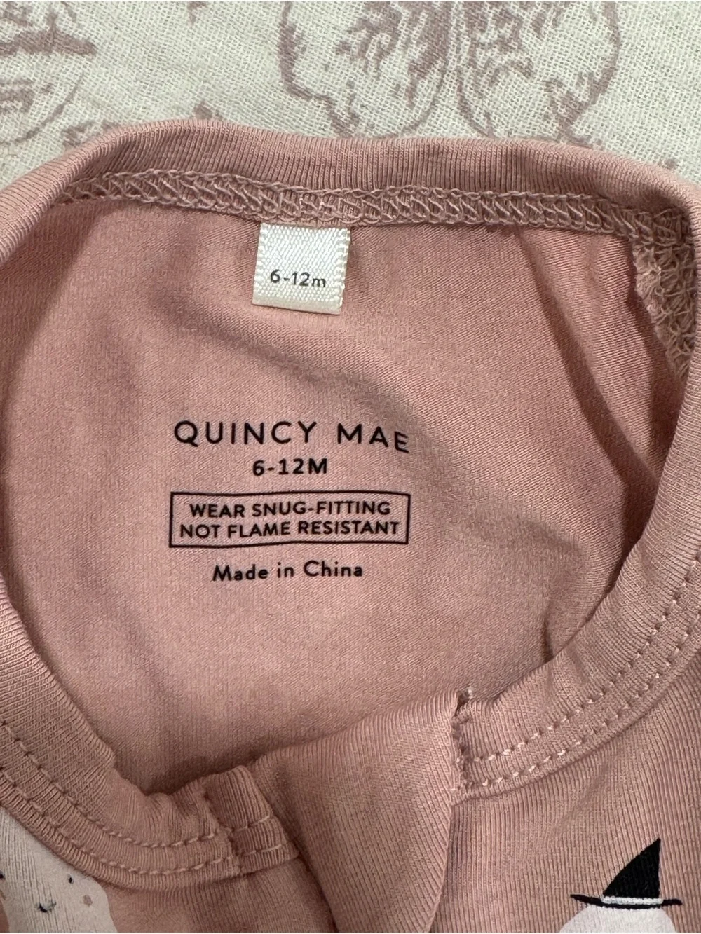 Quincy Mae Dusty Pink Ghost Print Zip Pajamas